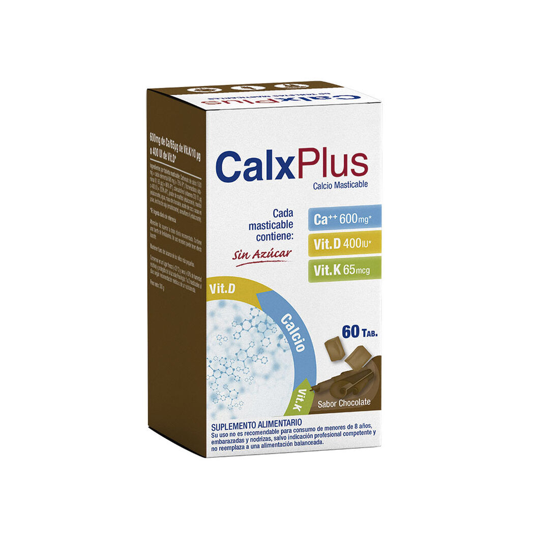Calxplus Chocolate Calcio Masticable 60 Tabletas, , large image number 0