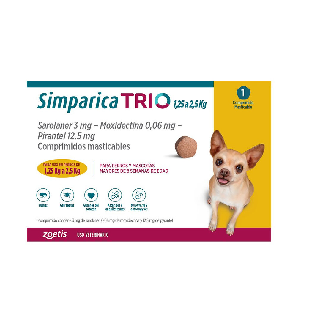 Vet Simparica Trio 1.25-2.5Kg 1Comp, , large image number 0