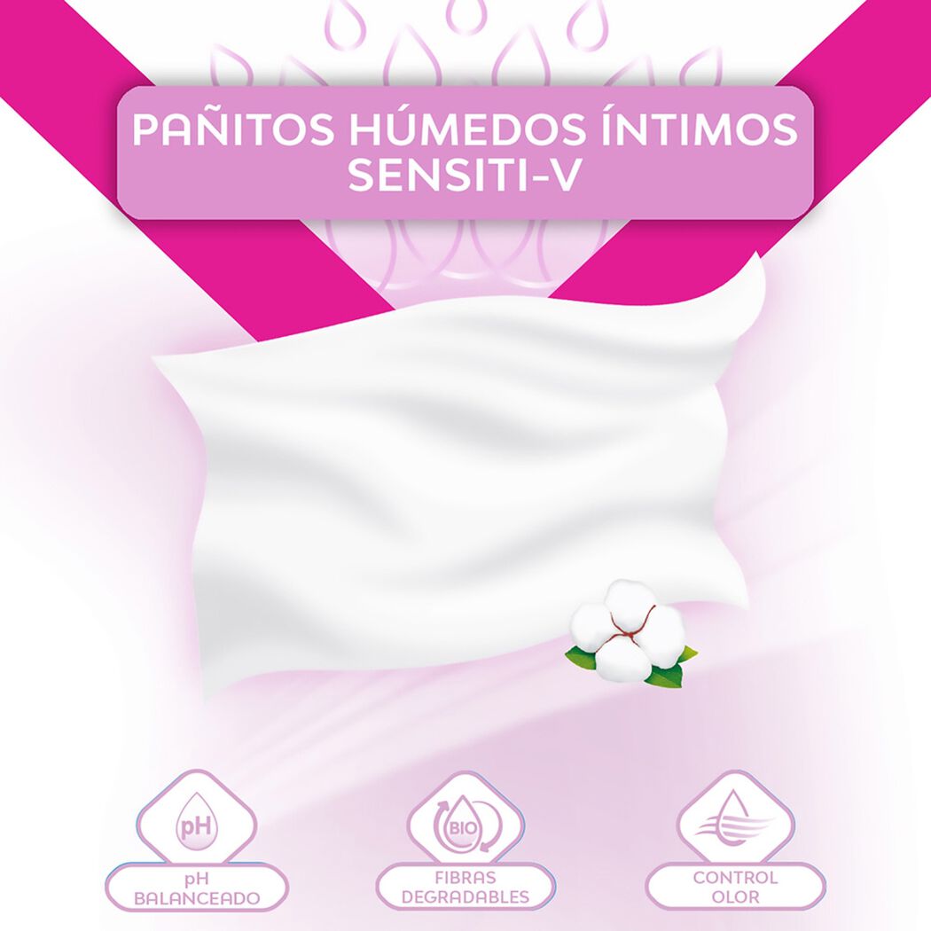 Nosotras Toallitas Humedas Intima F&oacute;mula Sensiti-V x 16 Unidades, , large image number 2