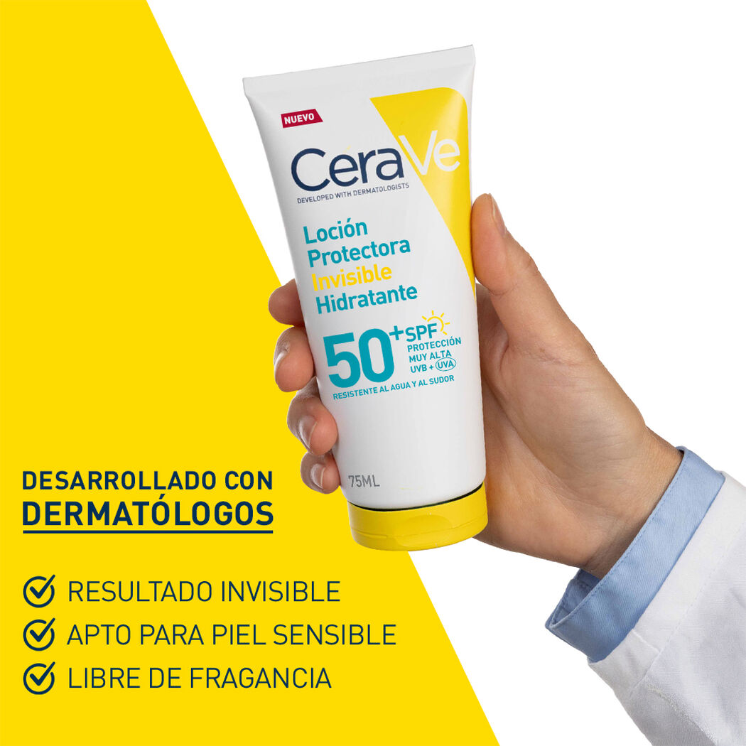 Protector Solar Cuerpo y Rostro Loci&oacute;n Invisible Hidratante FPS 50+ 75ml CeraVe, , large image number 4