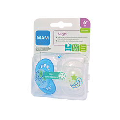 Chupete Mam Silicona Night 6+ Meses 2 un