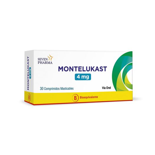 Montelukast 4 mg x 30 Comprimidos Masticables SEVEN PHARMA CHILE SPA, , large image number 0