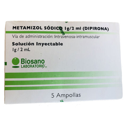 Dipirona 1 g x 5 Ampollas 2 ml BIOSANO, , large image number 0
