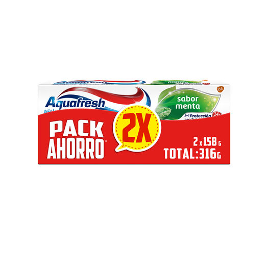 Pack Aquafresh Sabor Menta 2x 158gr, , large image number 1