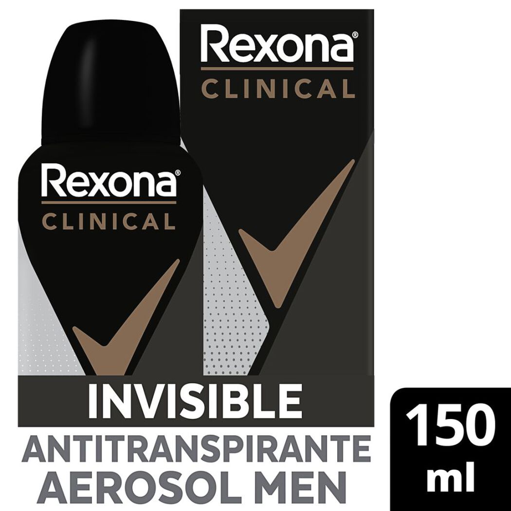 Rexona Clinical Desodorante en aerosol Men Invisible 150 ml, , large image number 0