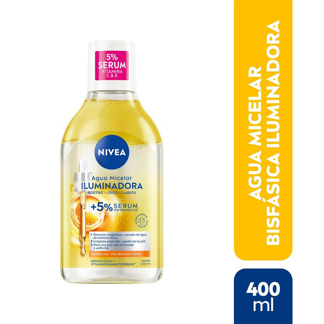 Agua Micelar Facial Iluminadora Nivea 400 ml, , large image number 0