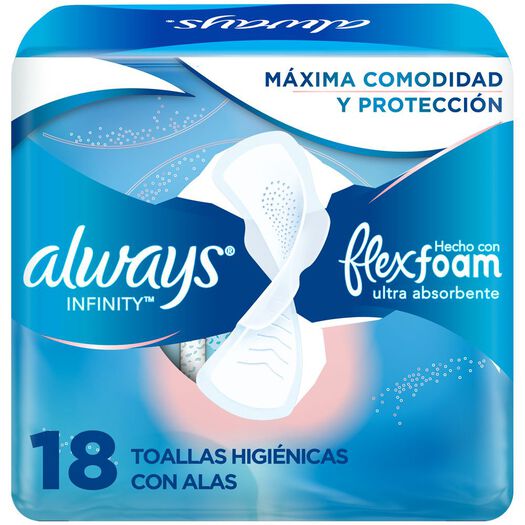Always Toalla Higienica Infinity FlexFoam Regular Con Alas x 18 Unidades, , large image number 0