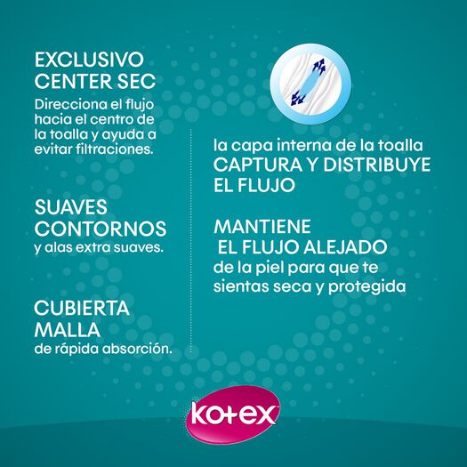 Toallas Higiénicas Kotex Ultrafina Malla Con Alas 16 un, , large image number 2