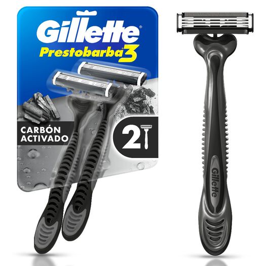 Máquina de Afeitar Gillette Prestobarba 3 Carbono 2 un, , large image number 0