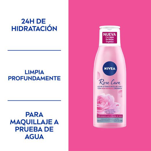 Leche & Tonico Micelar 2 en 1 NIVEA Rose Care 200 ml, , large image number 1