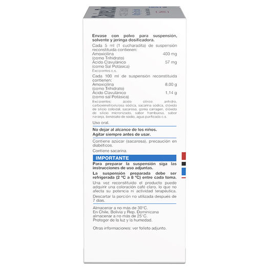 Clavinex Duo 400 mg/57 mg/5 ml x 70 ml Polvo para Suspensión Oral con Solvente, , large image number 1