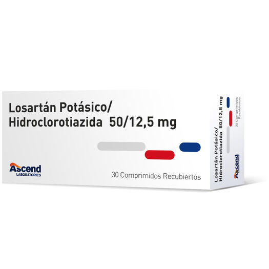 Losartan/Hidroclorotiazida 50 mg/12.5 mg x 30 Comprimidos Recubiertos ASCEND, , large image number 0