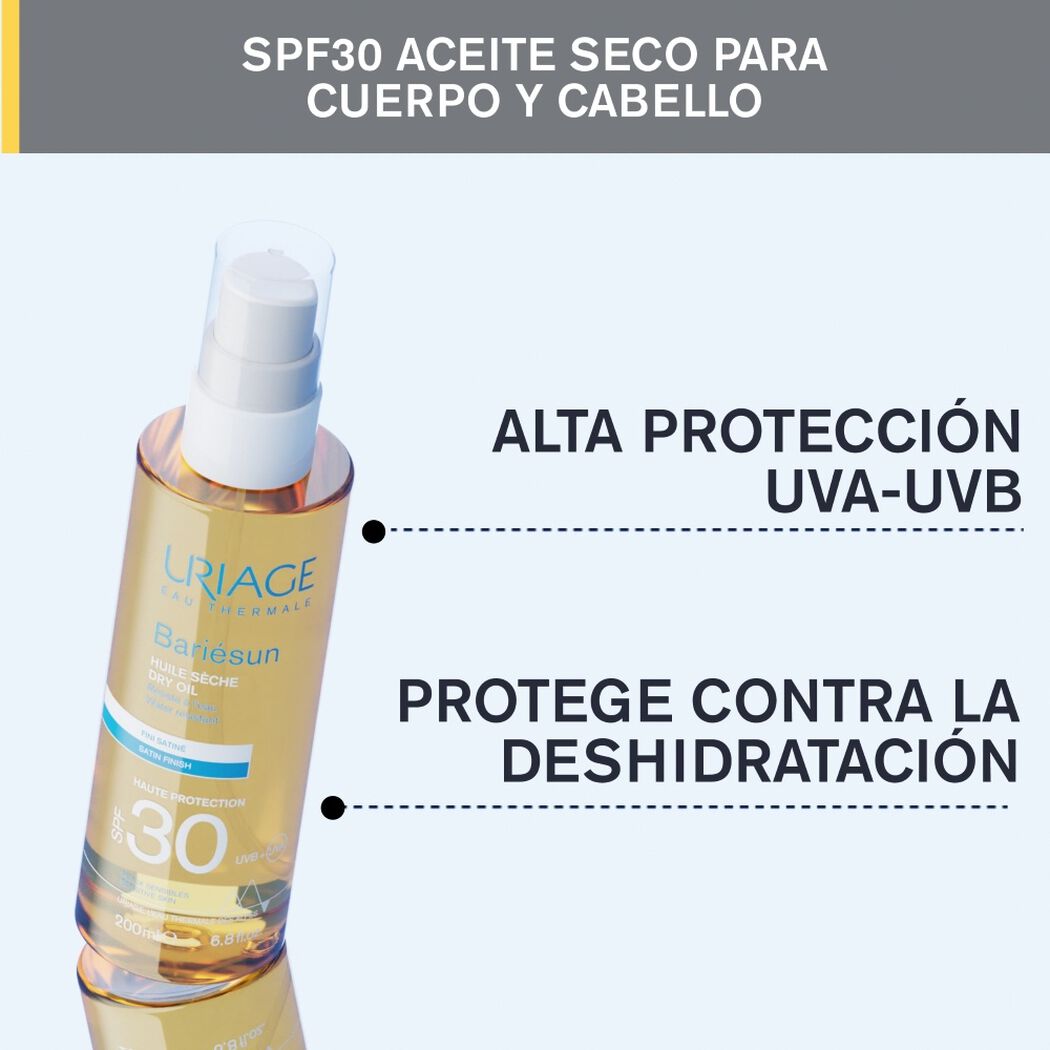 Protector Solar Uriage Bariesun Aceite Seco FPS 30 200 mL, , large image number 1