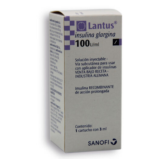 Insulina Lantus 100 UI/mL Solucion Inyectable x 1 Cartucho 3 mL, , large image number 0