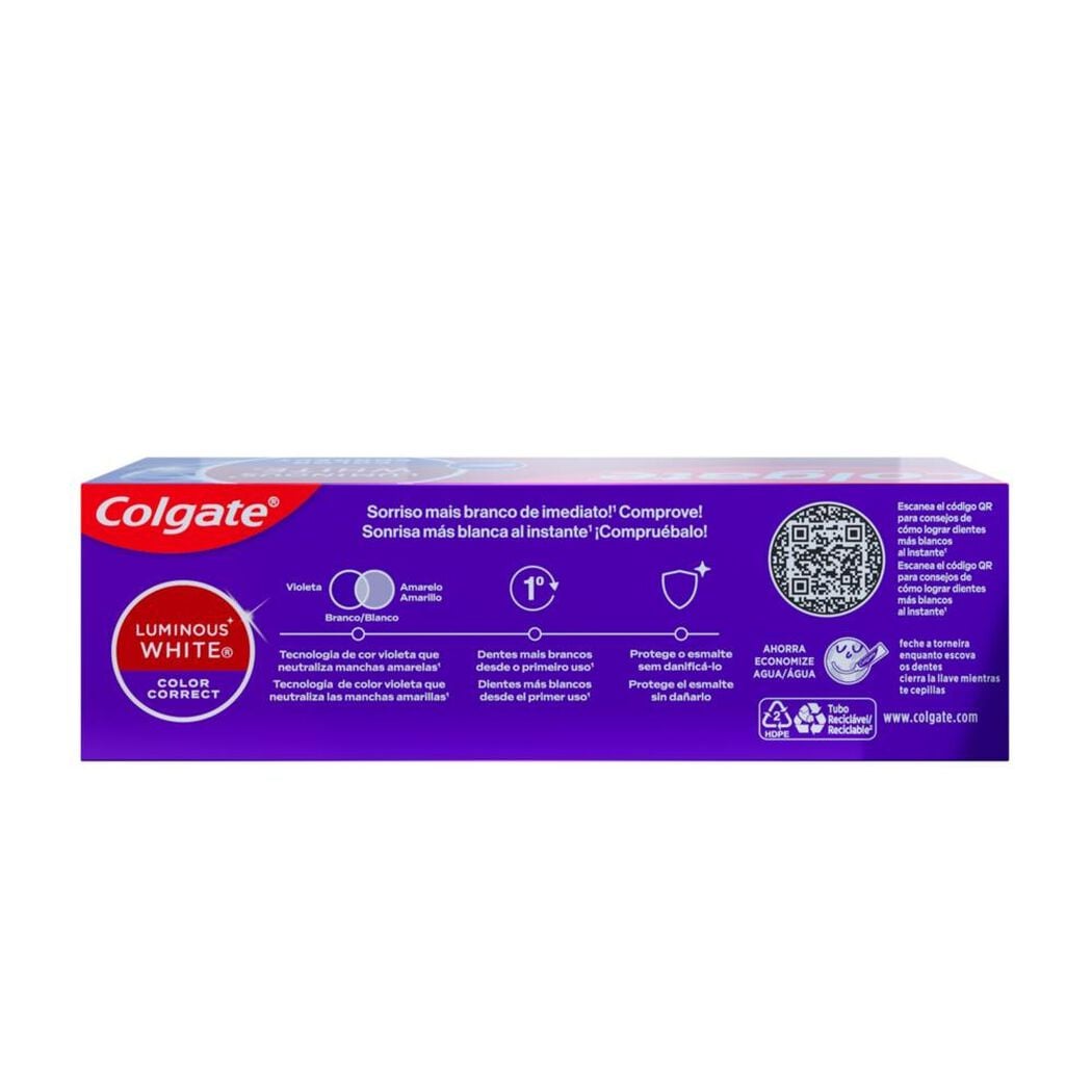 Pasta Dental Colgate Luminous White Color Correct 70 g, , large image number 3