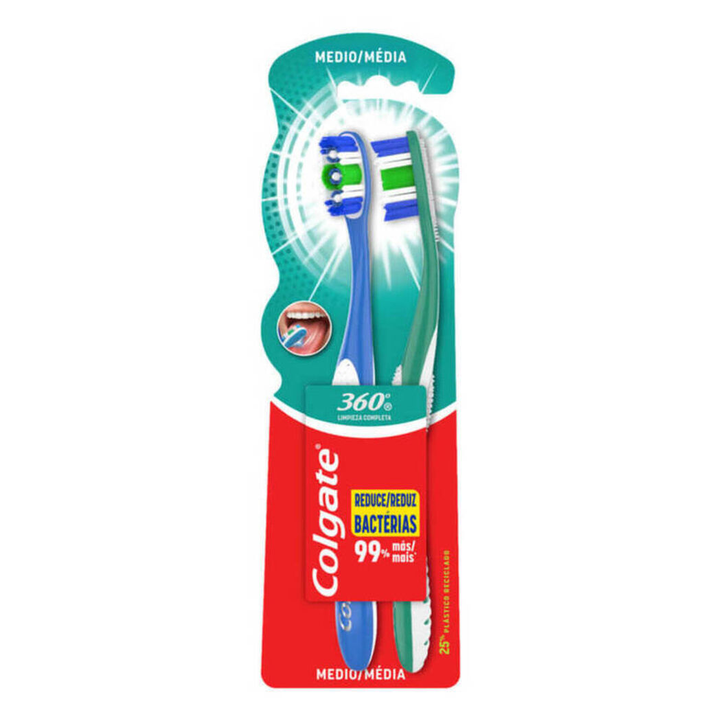 Cepillo de Dientes Colgate 360 Medio 2 un, , large image number 1