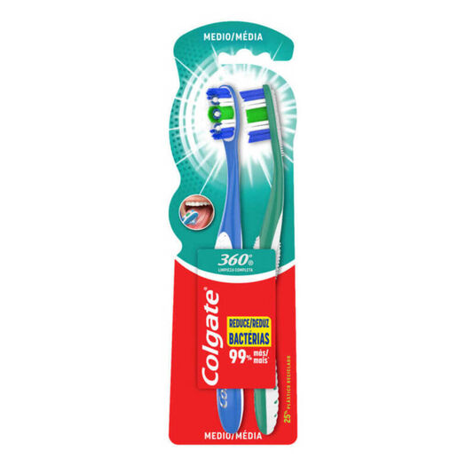 Cepillo de Dientes Colgate 360 Medio 2 un, , large image number 1