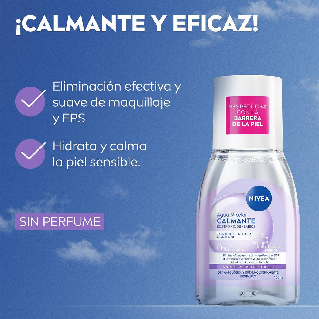 Agua Micelar Nivea Suavizante Piel Sensible 100 mL, , large image number 2