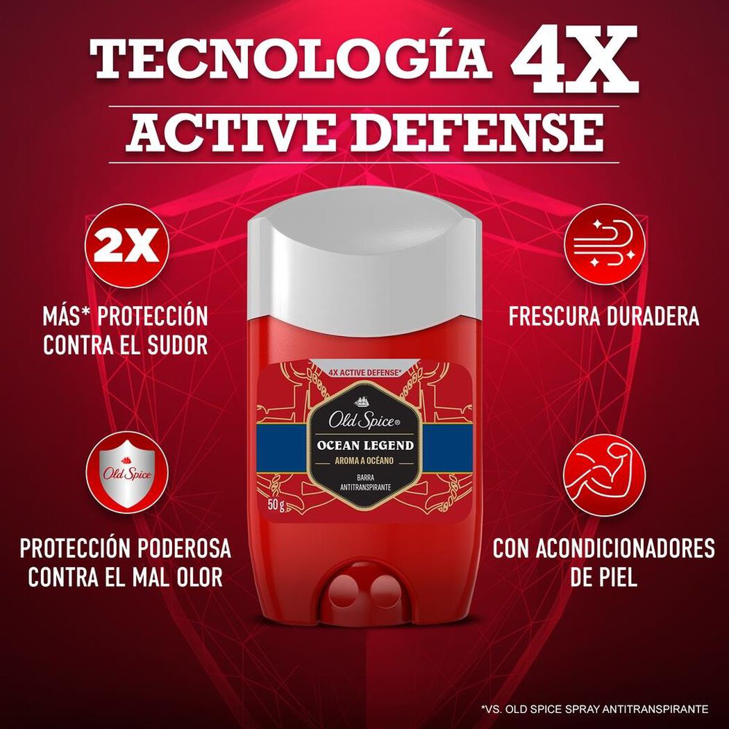 Antitranspirante Old Spice en Barra Ocean Legend 50 g, , large image number 1