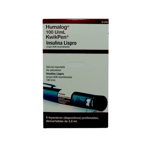 Insulina Humalog Kiwik Pen 100 UI/mL Solucion Inyectable x 5 Dispositivos 3 mL, , large image number 0