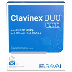 Clavinex Duo Forte 800 mg/57 mg/5 ml x 100 ml Polvo para Suspensión Oral con Solvente