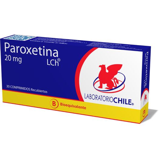 Paroxetina 20 mg x 30 Comprimidos Recubiertos CHILE, , large image number 0