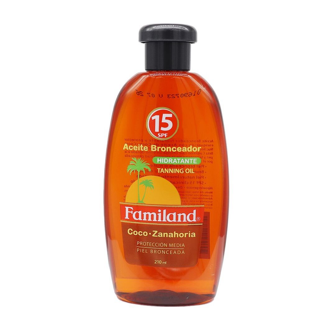 Aceite Bronceador Familand Coco Zanahoria FPS 15 210 mL, , large image number 0