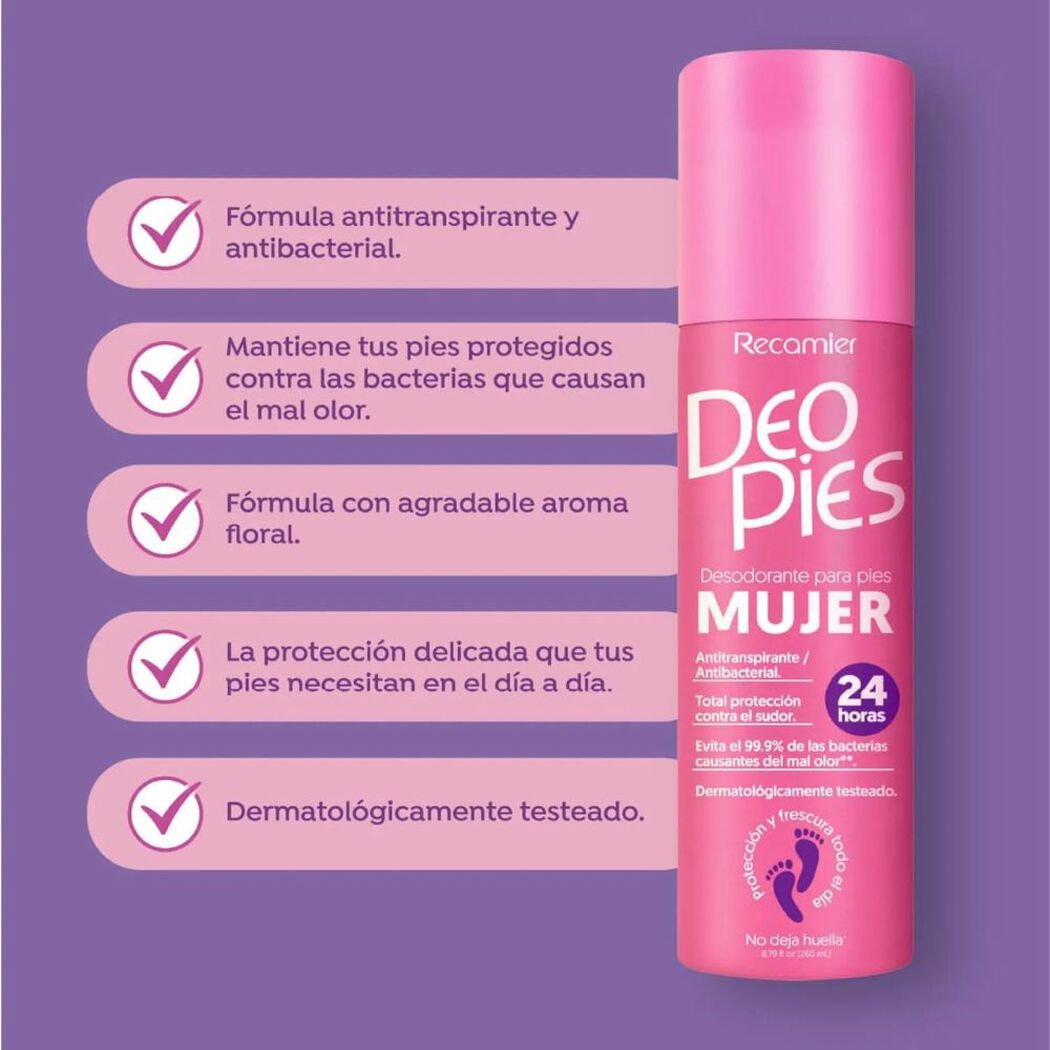 Desodorante Deo Pies Spray Mujer 260 mL, , large image number 1