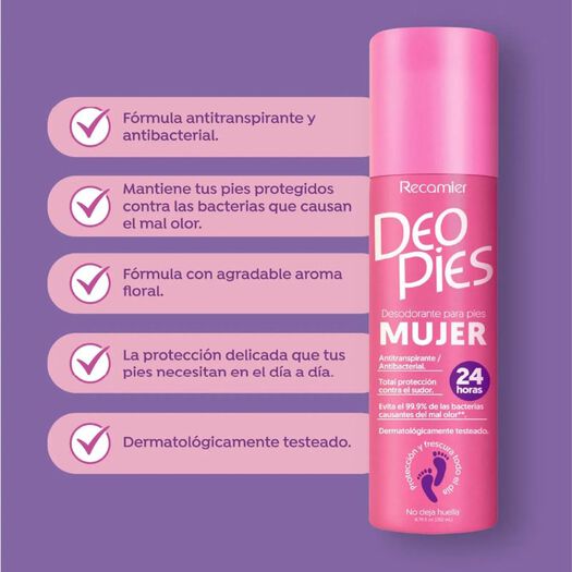 Desosdorante Deo Pies Spray Mujer 260 mL, , large image number 1
