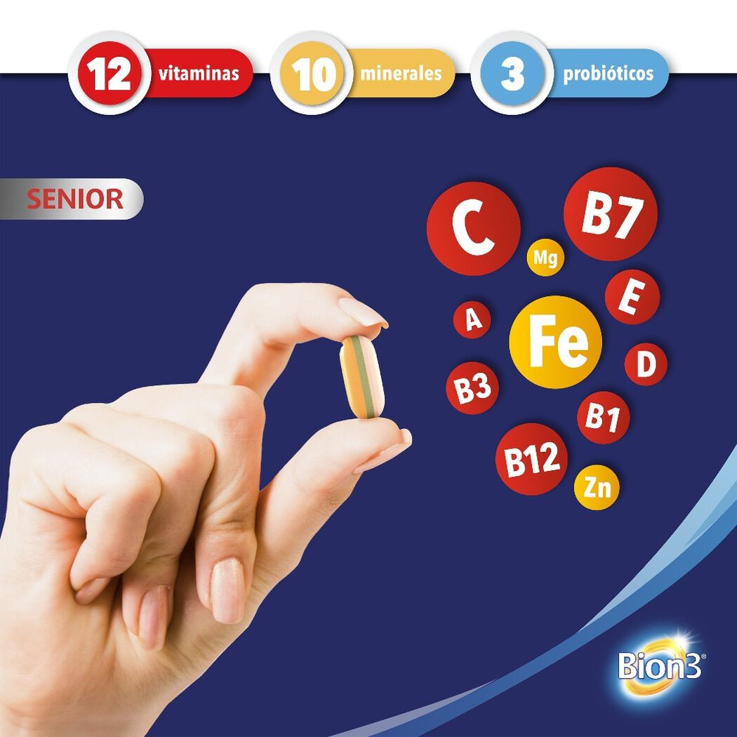 Multivitamínico con Minerales y Probióticos Bion3 Senior 30 Comp, , large image number 1
