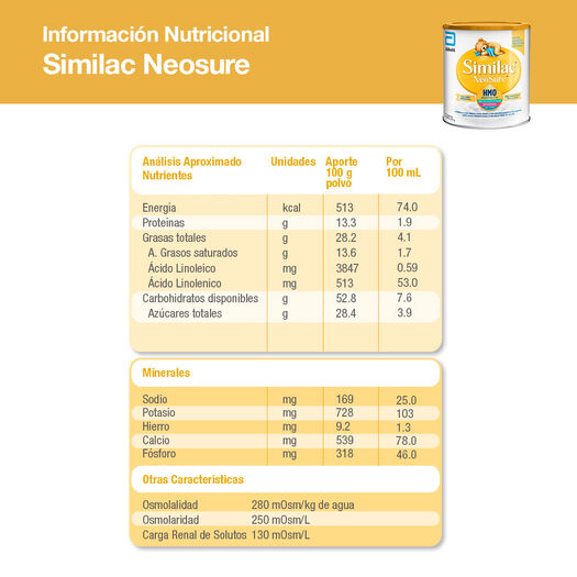 Fórmula Infantil Similac Neosure Prematuros Tarro 370 g, , large image number 1