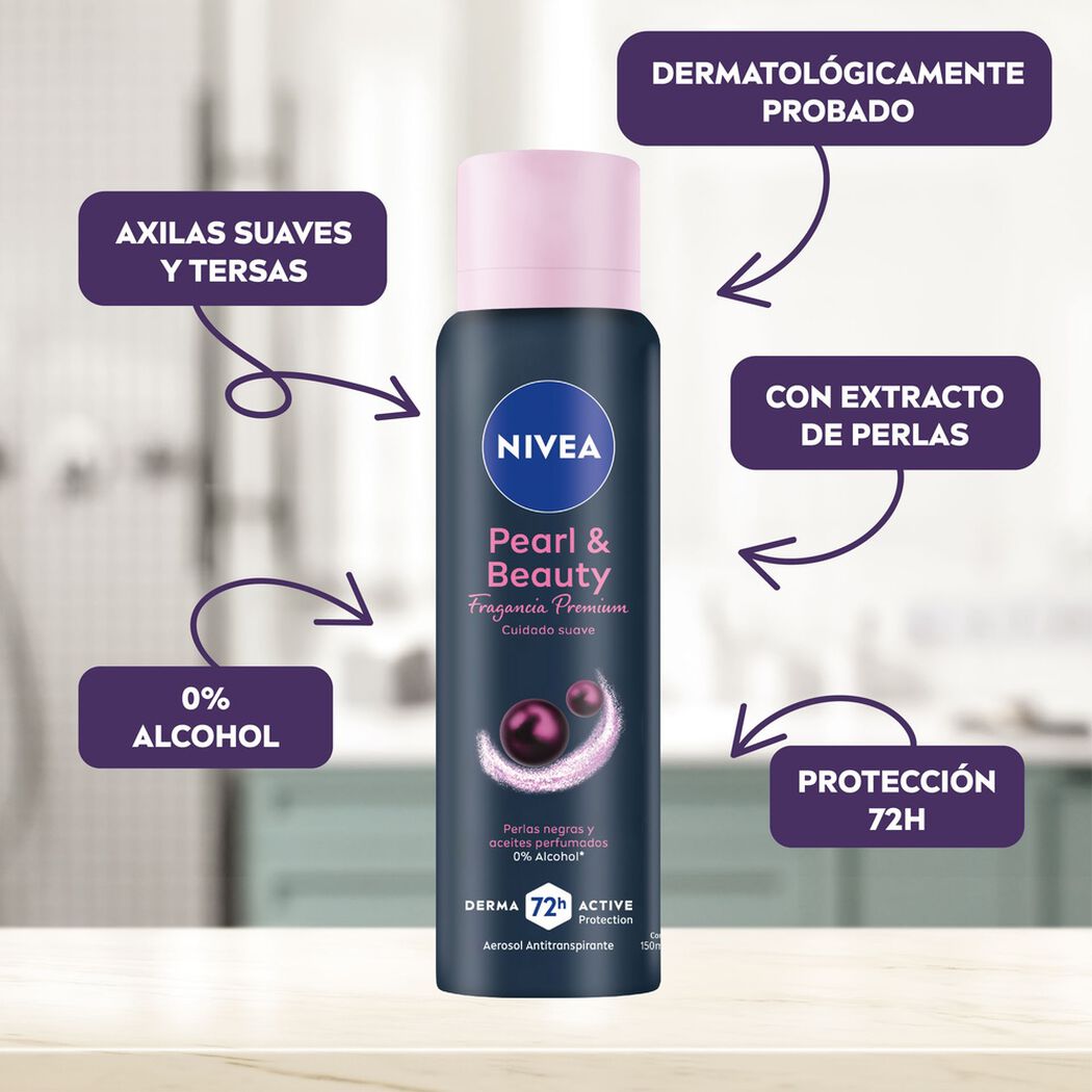 Desodorante en Spray Nivea Pearl & Beauty Black 150 ml, , large image number 2