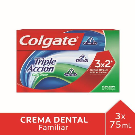 Colgate Pasta Dental Tiple Acción 75 Ml 3 Unidades, , large image number 0