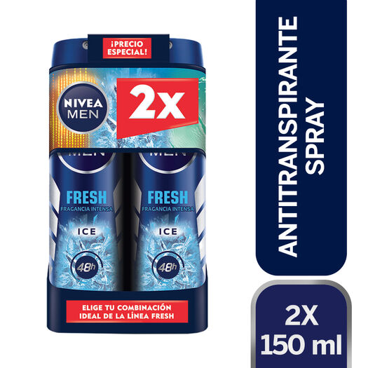 PACK 2X DESODORANTE SPRAY NIVEA MEN FRESH 150ML, , large image number 0