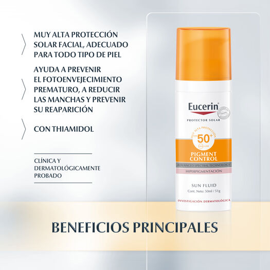 PROTECTOR SOLAR PIGMENT CONTROL EUCERIN FPS 50+ 50ML, , large image number 1