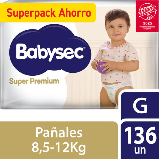 Pañales Babysec Super Premium G 136 un, , large image number 0