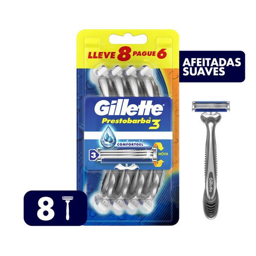 Máquina de Afeitar Gillette Prestobarba 3 8 un, , large image number 0