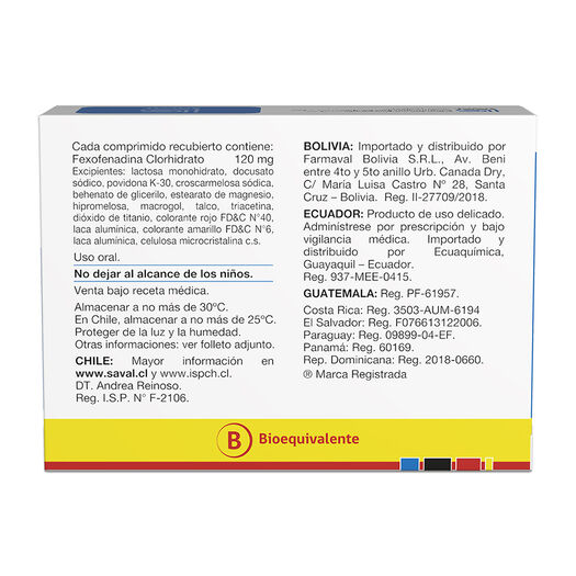 ALEXIA Fexofenadina clorhidrato 120 mg 30 comprimidos, , large image number 1