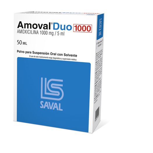 Amoval Duo 1000 mg/5 mL x 50 mL Polvo Para Suspensión Oral Con Solvente, , large image number 0