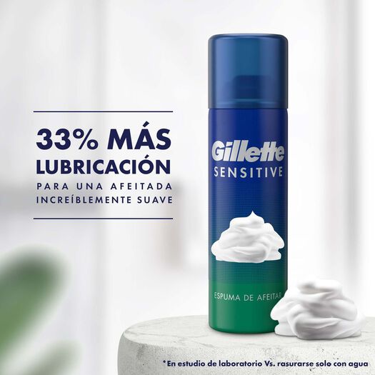 Espuma de Afeitar Gillette Sensitive con Más Lubricación para Piel Sensible, 155 ml, , large image number 1