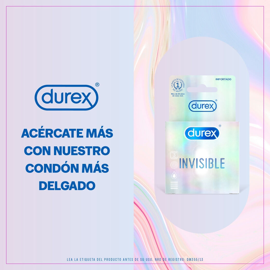 Durex Condones Invisible 3 unidades, , large image number 1