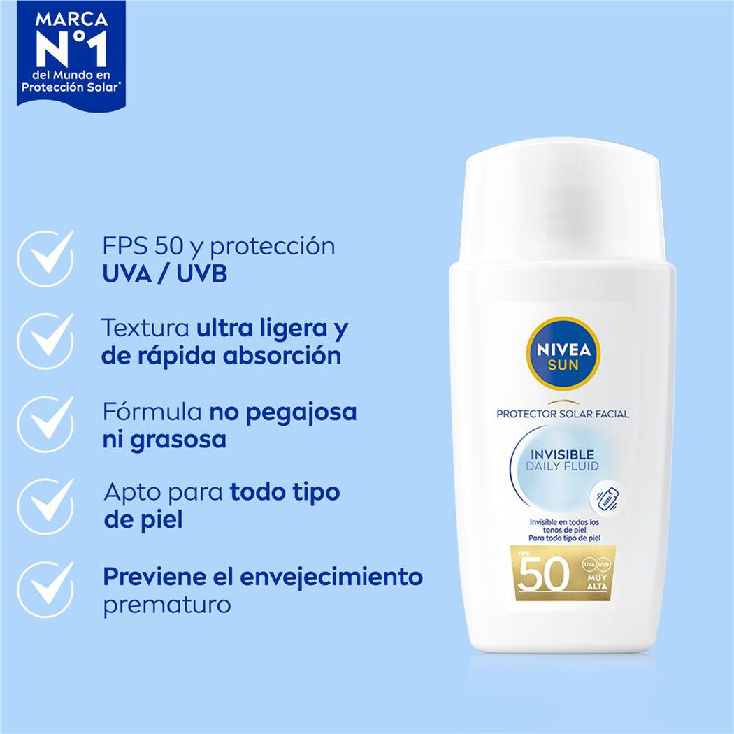 Protector Solar Nivea Facial Sun Invisible Spf50 40 mL, , large image number 2