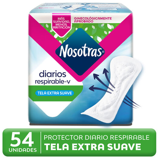 Protectores Diarios Nosotras Corto Respirable 54 Un, , large image number 0