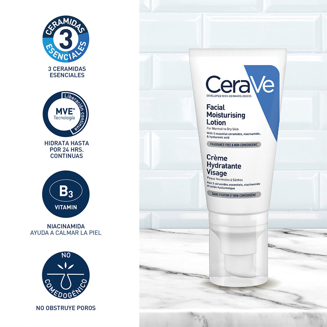 Loción Cerave Facial Hidratante 52 mL, , large image number 3