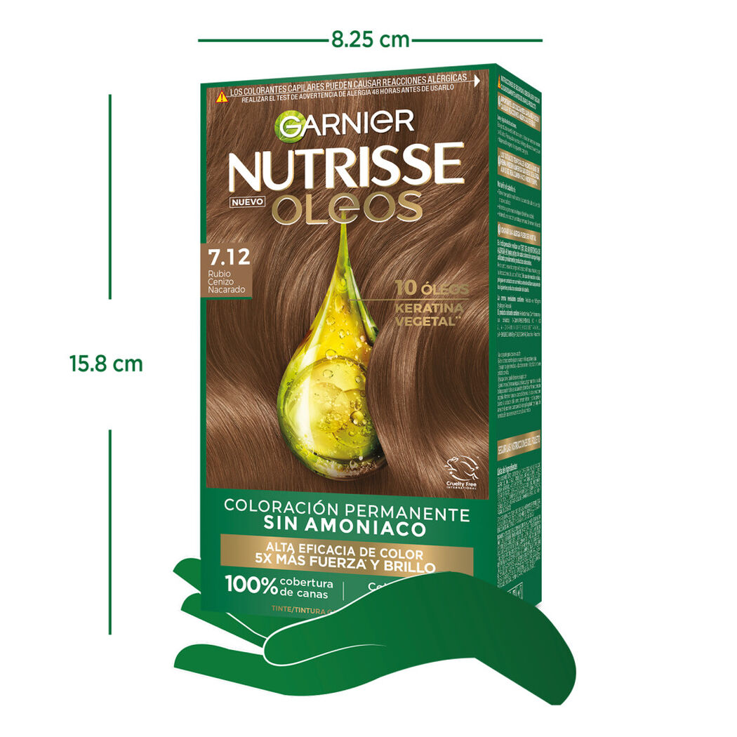 Tintura Nutrisse Oleos 7.12 Rubio Cenizo Nacarado, , large image number 1