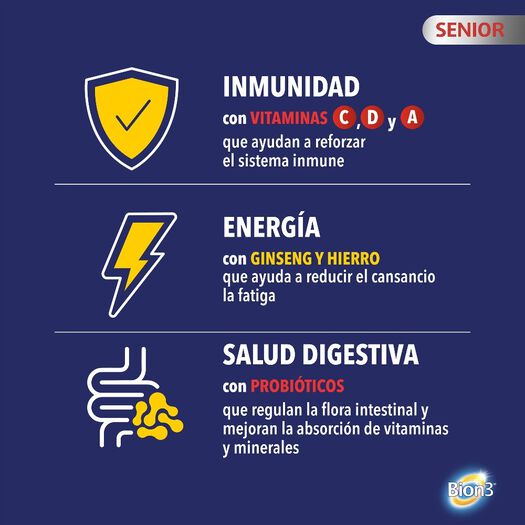 Multivitamínico con Minerales y Probióticos Bion3 Senior 30 Comp, , large image number 3