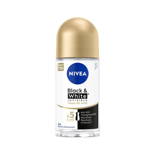 Desodorante Nivea Roll On Black & Whita Invisible Toque Seda 50 mL, , large image number 1