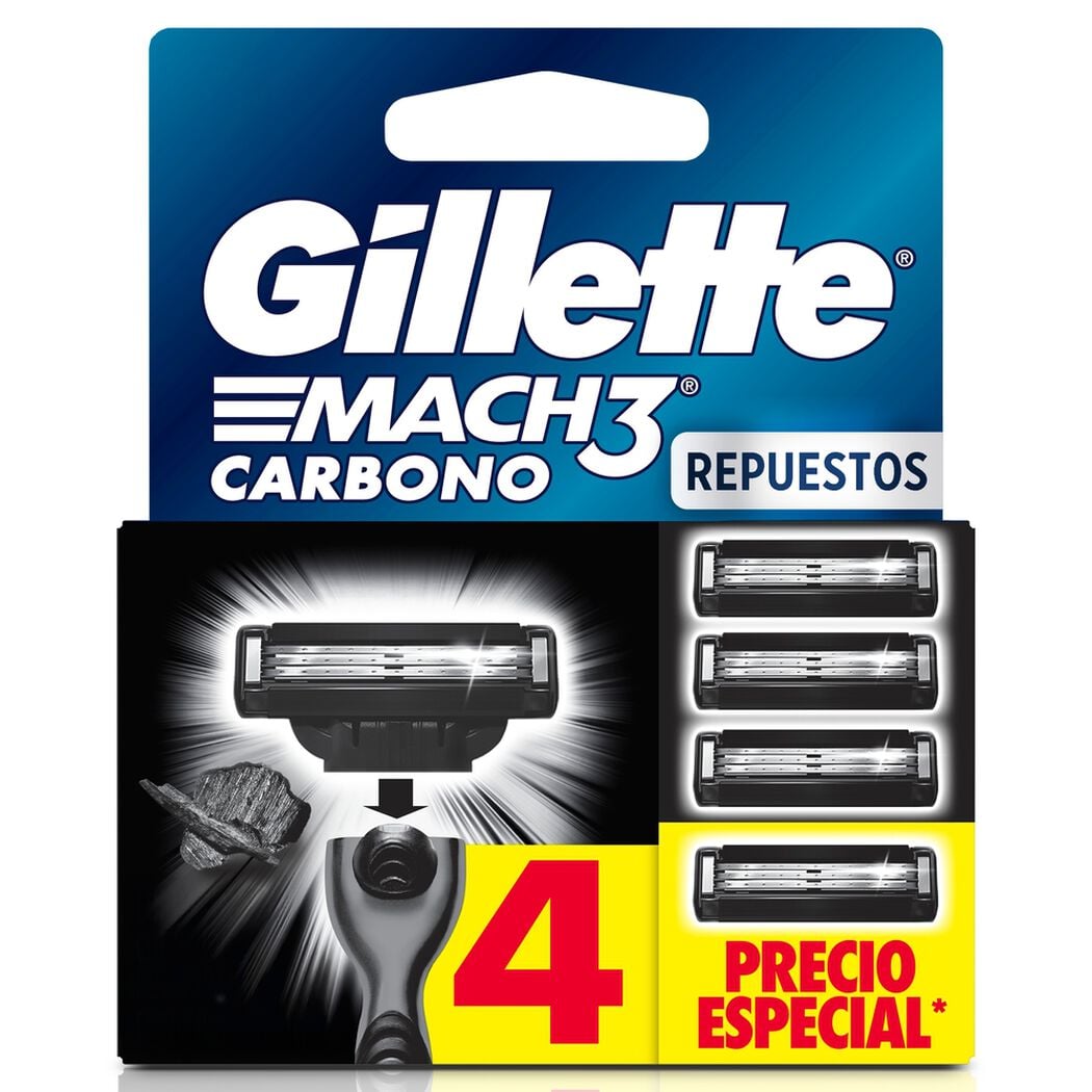 Repuesto M&aacute;quina de Afeitar Gillette Mach3 Carbono 4 un, , large image number 0
