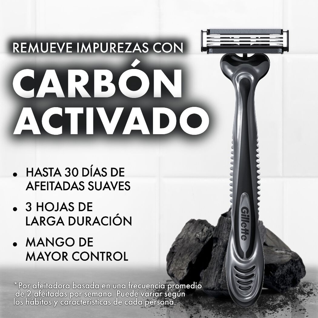 Máquina de Afeitar Gillette Prestobarba 3 Carbono 4 un, , large image number 1