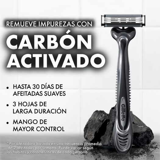 Máquina de Afeitar Gillette Prestobarba 3 Carbono, 4 Uds, , large image number 1